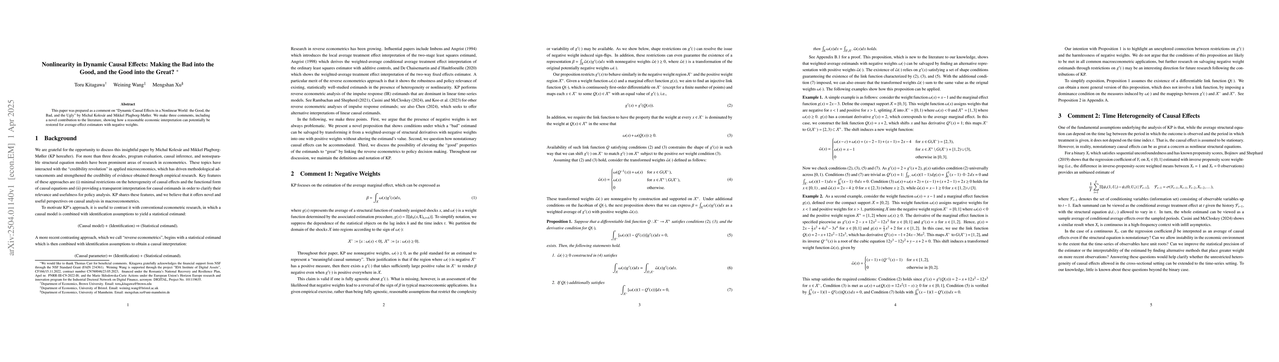 Thumbnail for Nonlinearity in Dynamic Causal Effects: Making the Bad into the Good,
  and the Good into the Great?