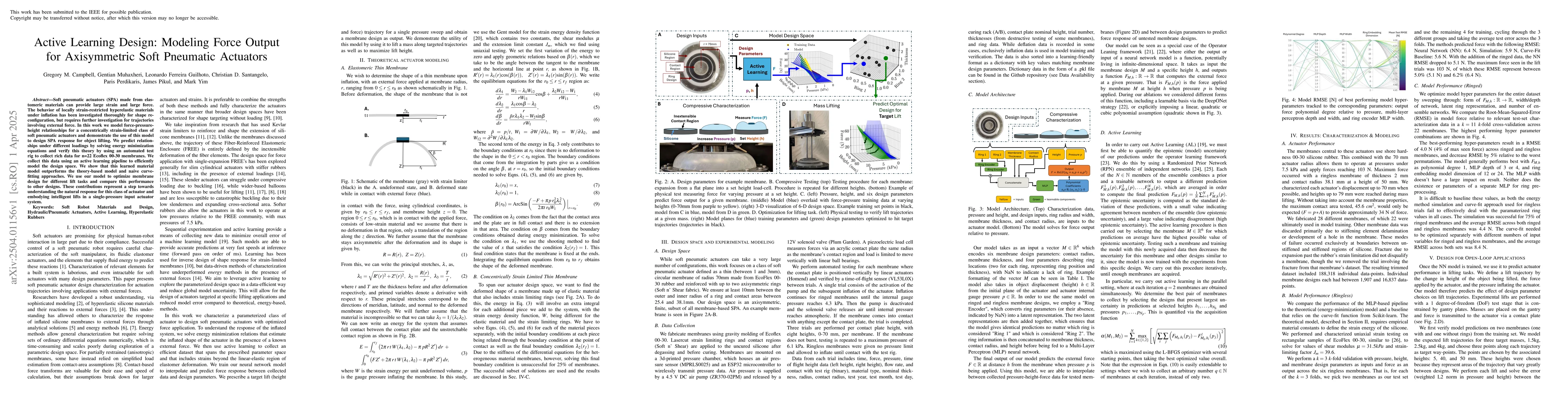 Thumbnail for Active Learning Design: Modeling Force Output for Axisymmetric Soft
  Pneumatic Actuators