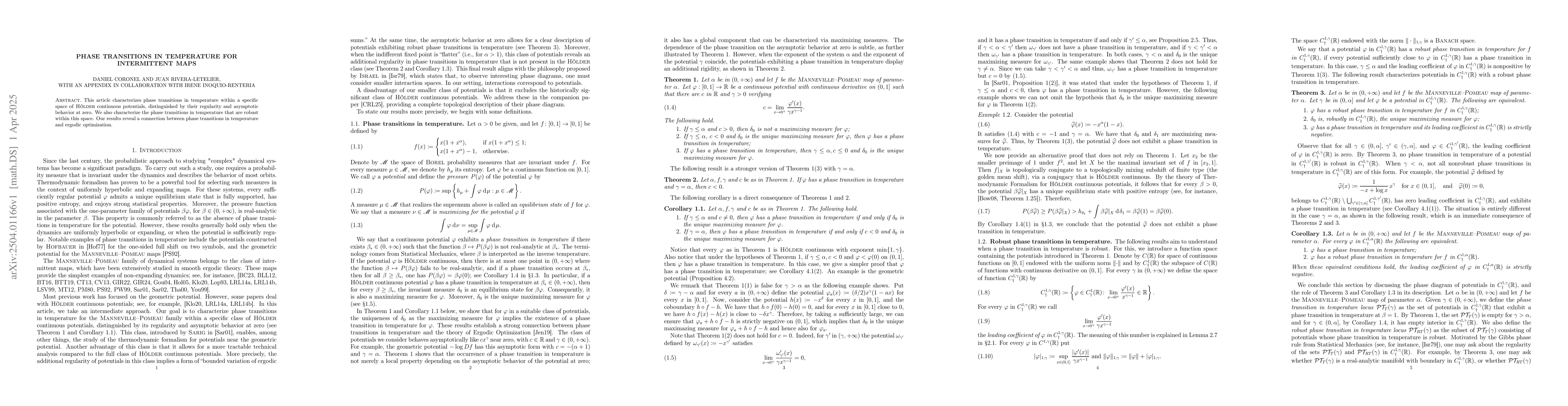 Thumbnail for Phase transitions in temperature for intermittent maps