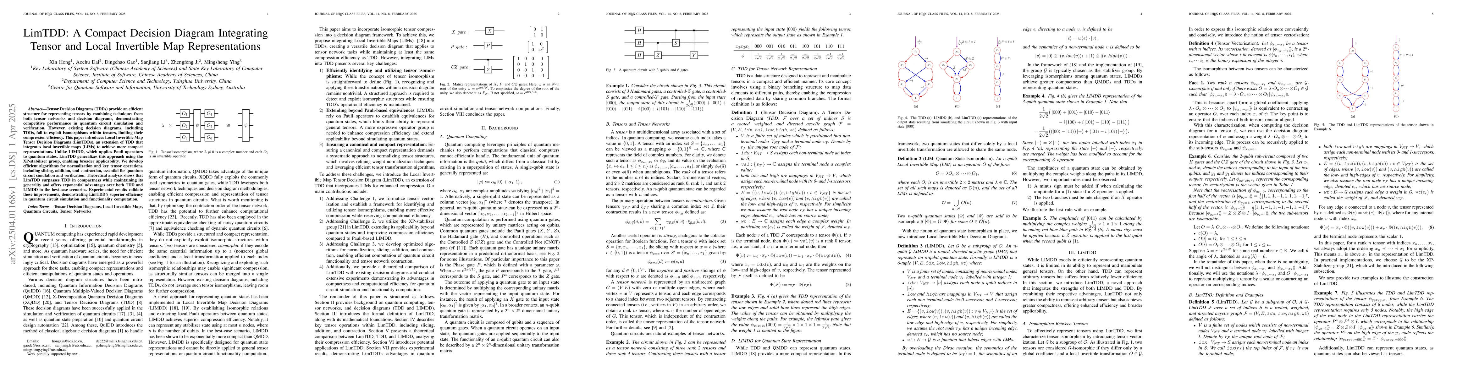 Thumbnail for LimTDD: A Compact Decision Diagram Integrating Tensor and Local
  Invertible Map Representations