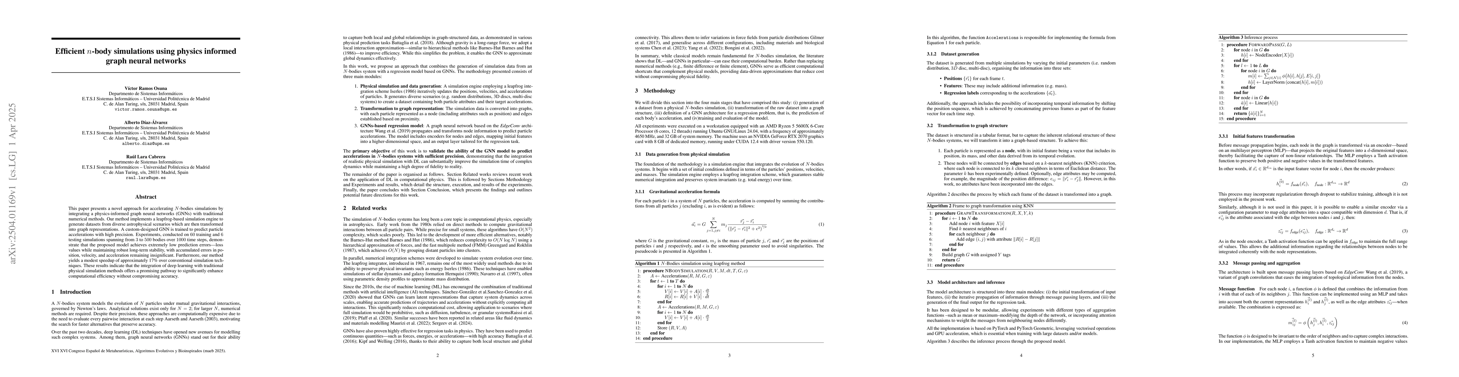 Thumbnail for Efficient n-body simulations using physics informed graph neural
  networks