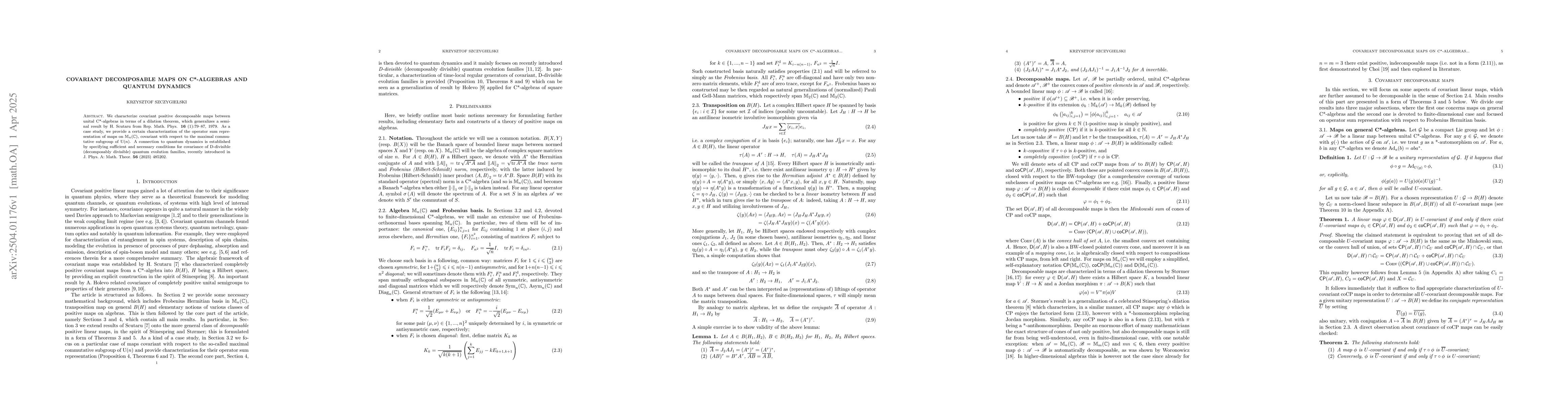 Thumbnail for Covariant decomposable maps on C*-algebras and quantum dynamics