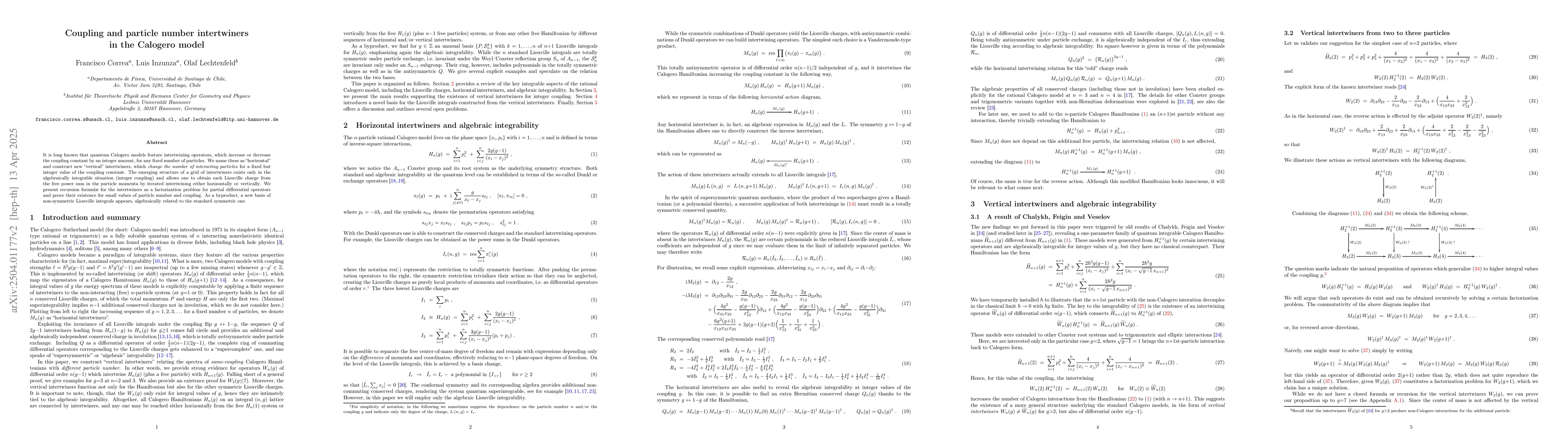 Thumbnail for Coupling and particle number intertwiners in the Calogero model