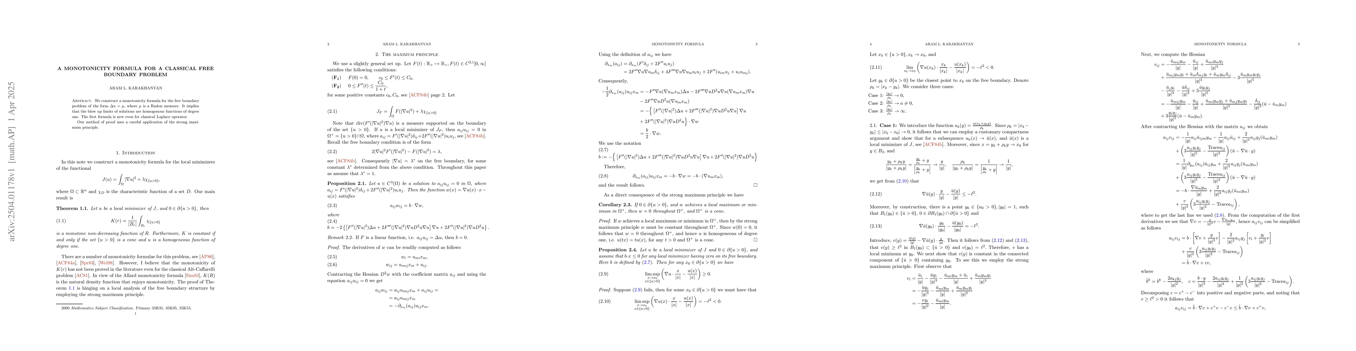 Thumbnail for A monotonicity formula for a classical free boundary problem