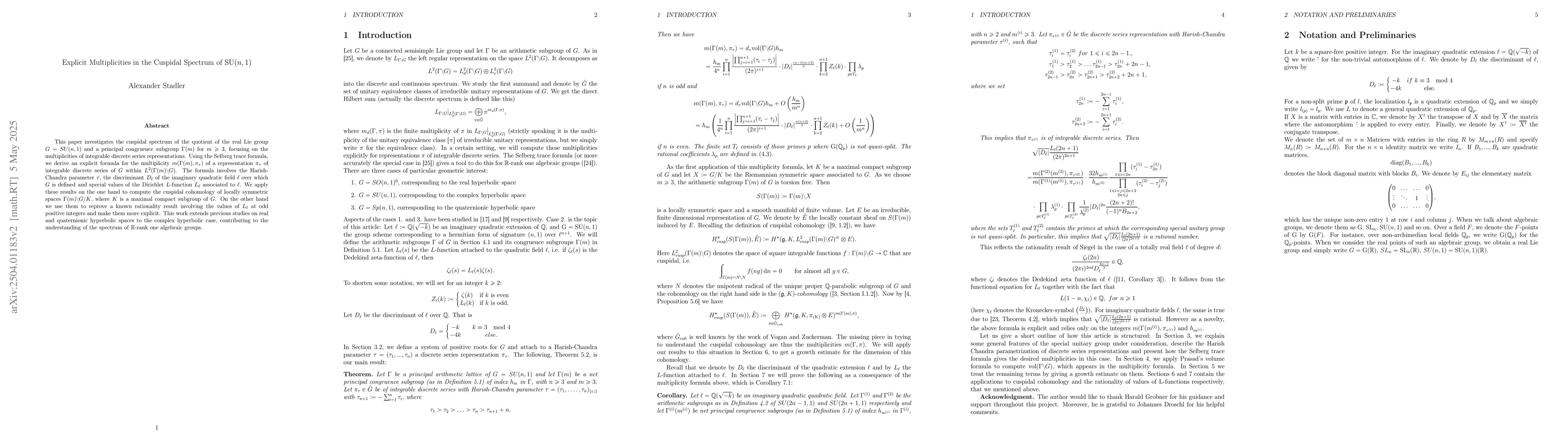 Thumbnail for Explicit multiplicities in the cuspidal spectrum of SU(n,1)