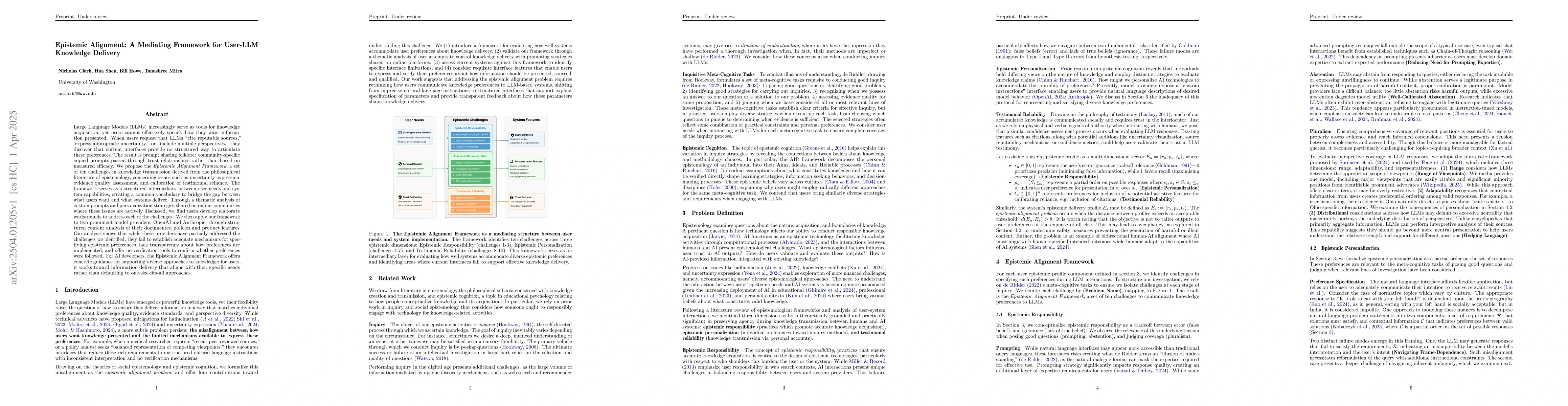 Thumbnail for Epistemic Alignment: A Mediating Framework for User-LLM Knowledge
  Delivery