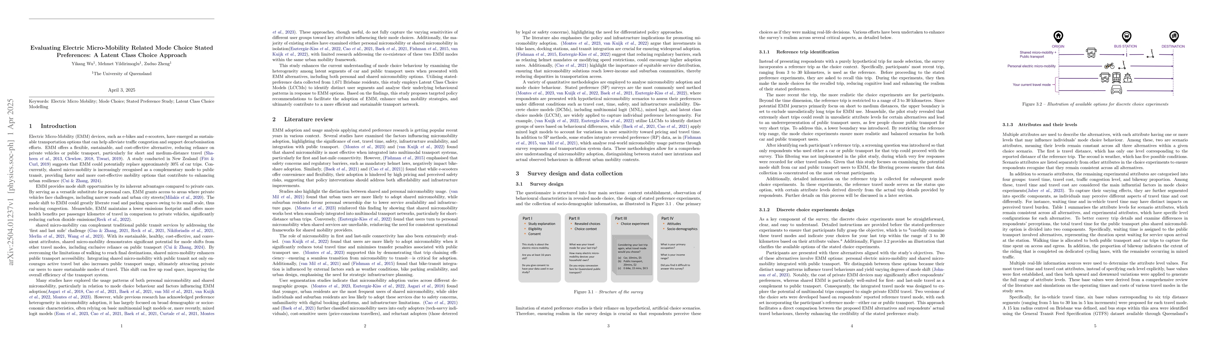 Thumbnail for Evaluating Electric Micro-Mobility Related Mode Choice Stated
  Preferences: A Latent Class Choice Approach