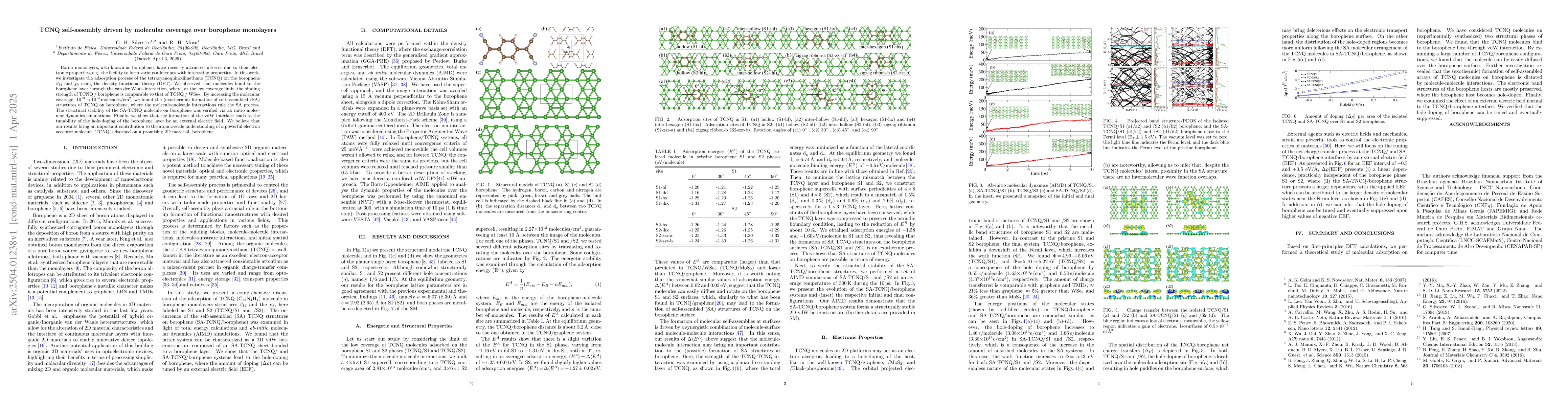 Thumbnail for TCNQ self-assembly driven by molecular coverage over borophene
  monolayers