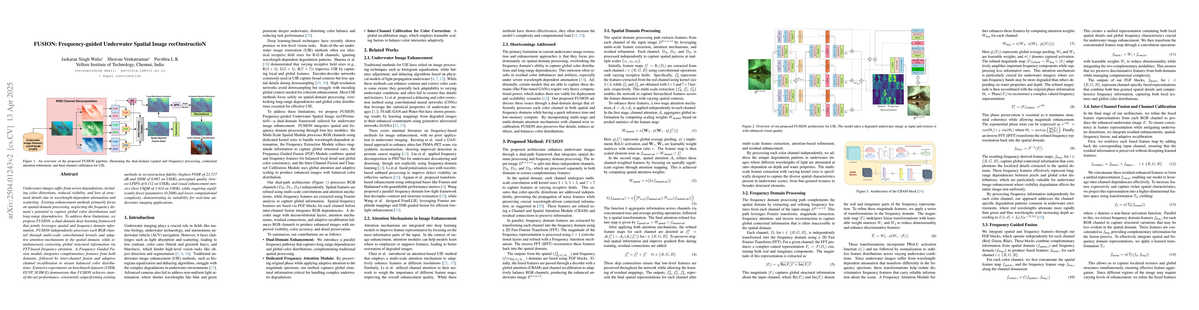 Thumbnail for FUSION: Frequency-guided Underwater Spatial Image recOnstructioN