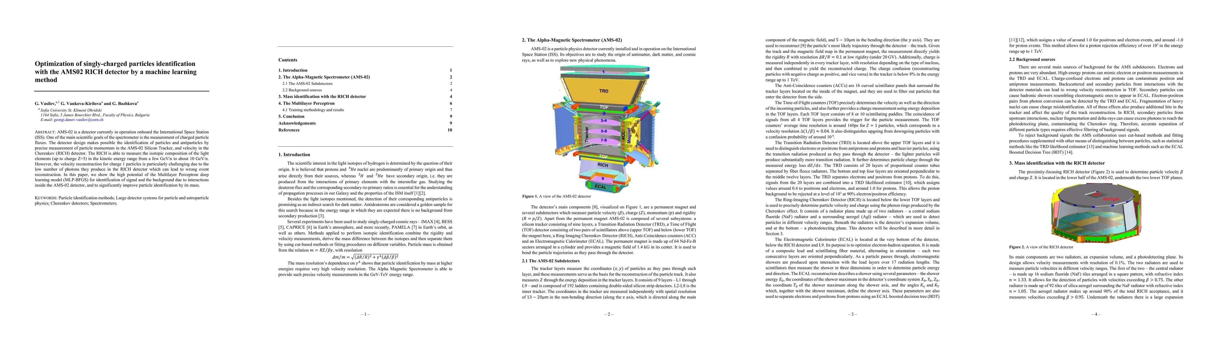 Thumbnail for Optimization of singly-charged particles identification with the AMS02
  RICH detector by a machine learning method