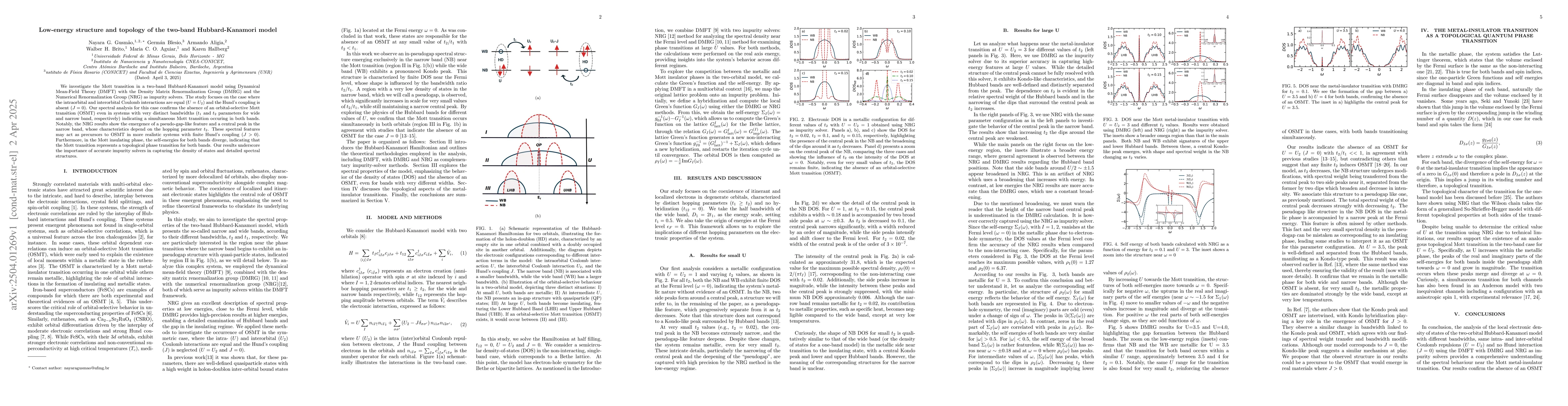 Thumbnail for Low-energy structure and topology of the two-band Hubbard-Kanamori model