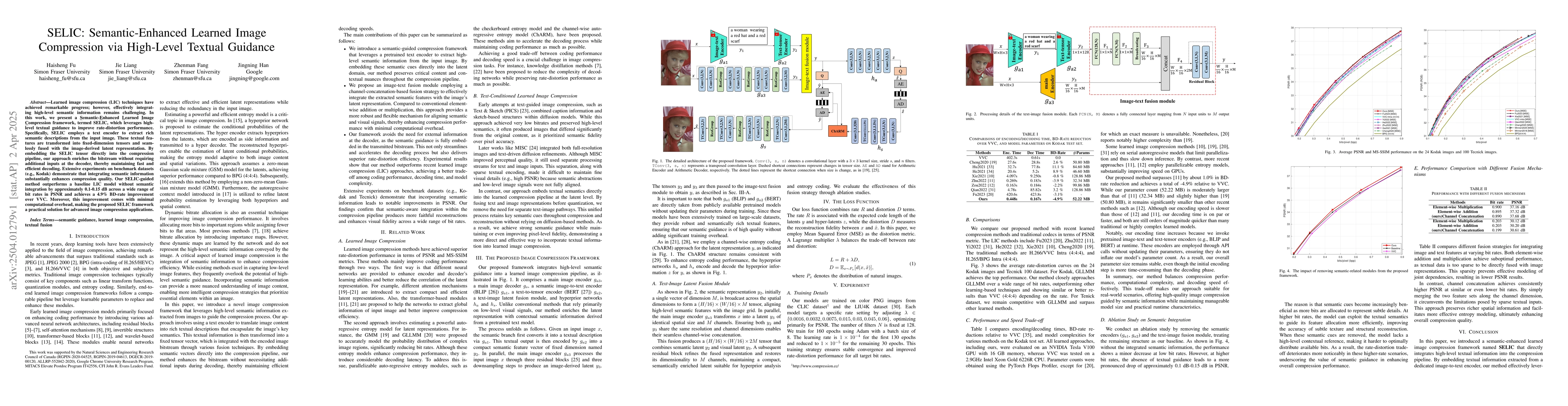 Thumbnail for SELIC: Semantic-Enhanced Learned Image Compression via High-Level
  Textual Guidance