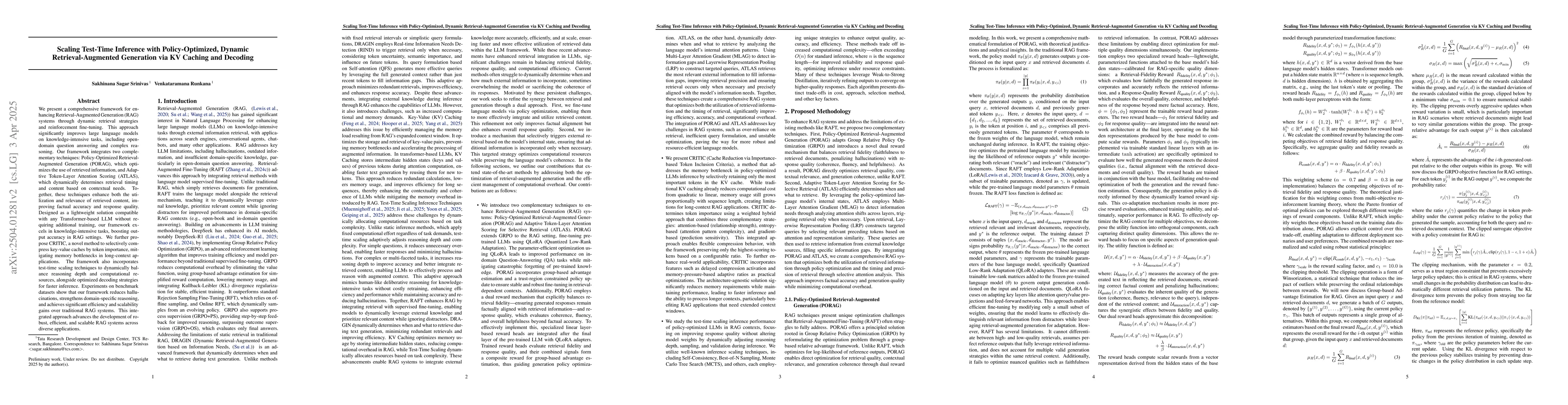 Thumbnail for Scaling Test-Time Inference with Policy-Optimized, Dynamic
  Retrieval-Augmented Generation via KV Caching and Decoding