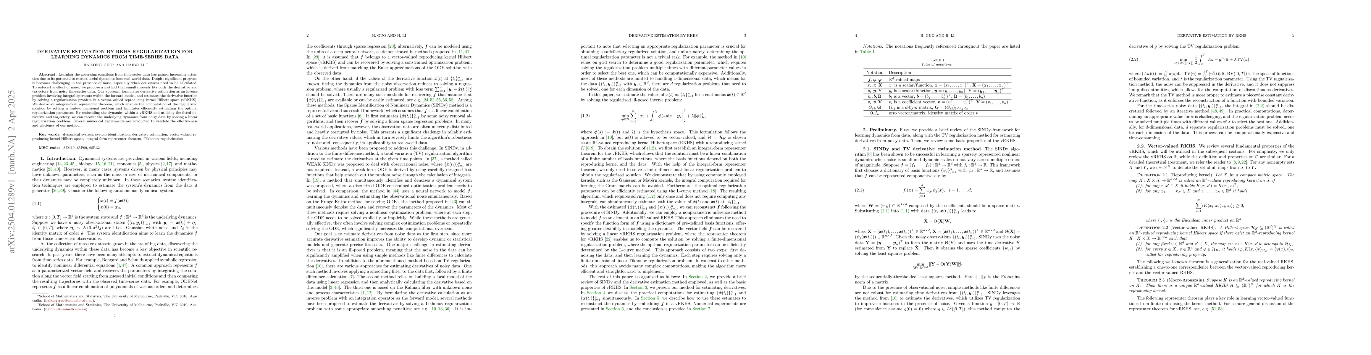 Thumbnail for Derivative estimation by RKHS regularization for learning dynamics from
  time-series data