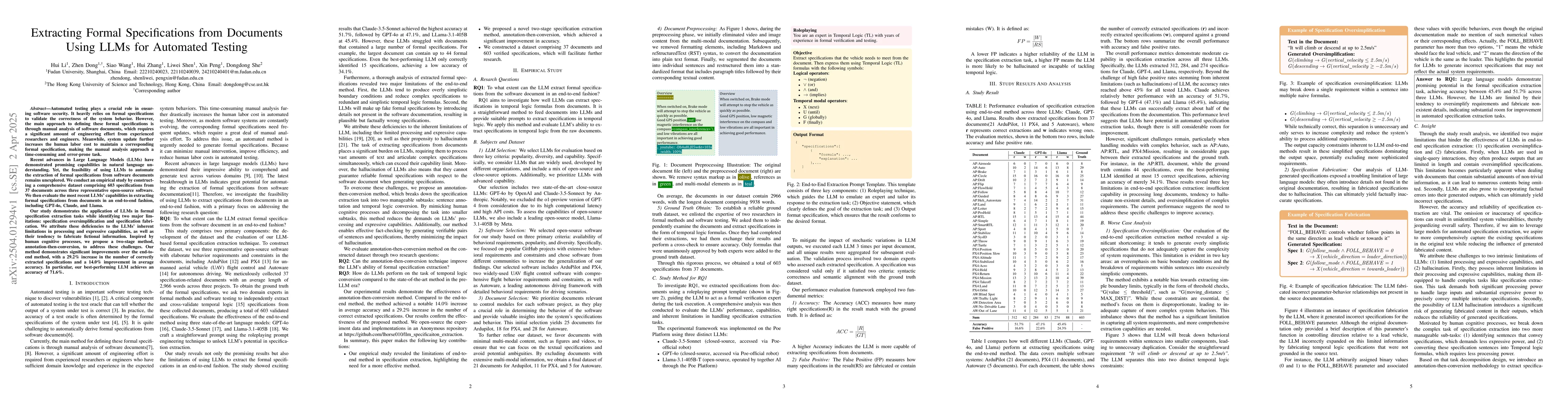 Thumbnail for Extracting Formal Specifications from Documents Using LLMs for Automated
  Testing