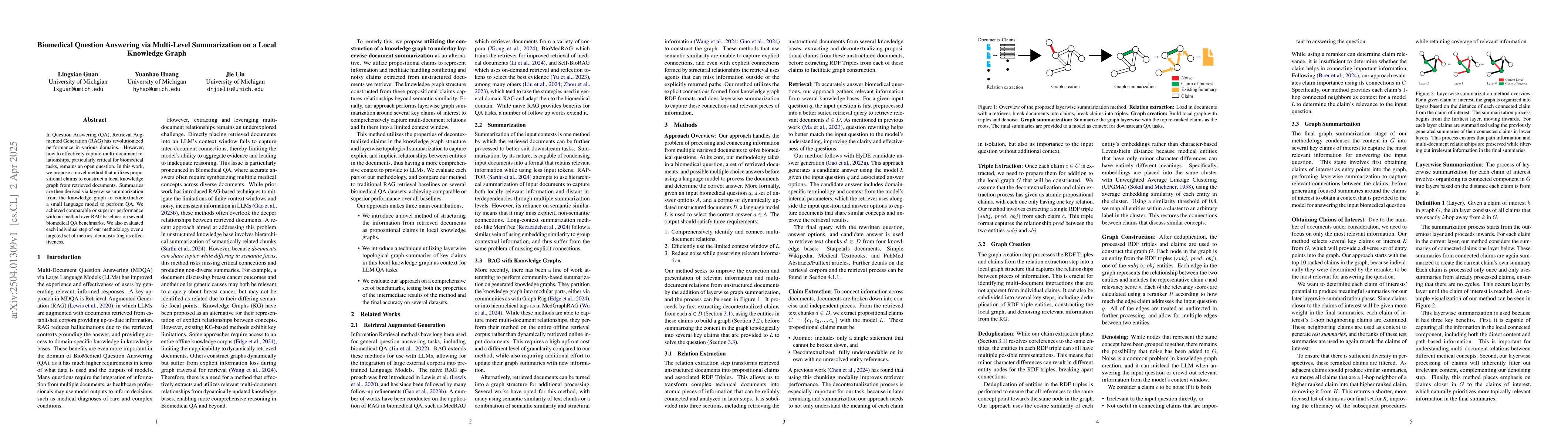 Thumbnail for Biomedical Question Answering via Multi-Level Summarization on a Local
  Knowledge Graph