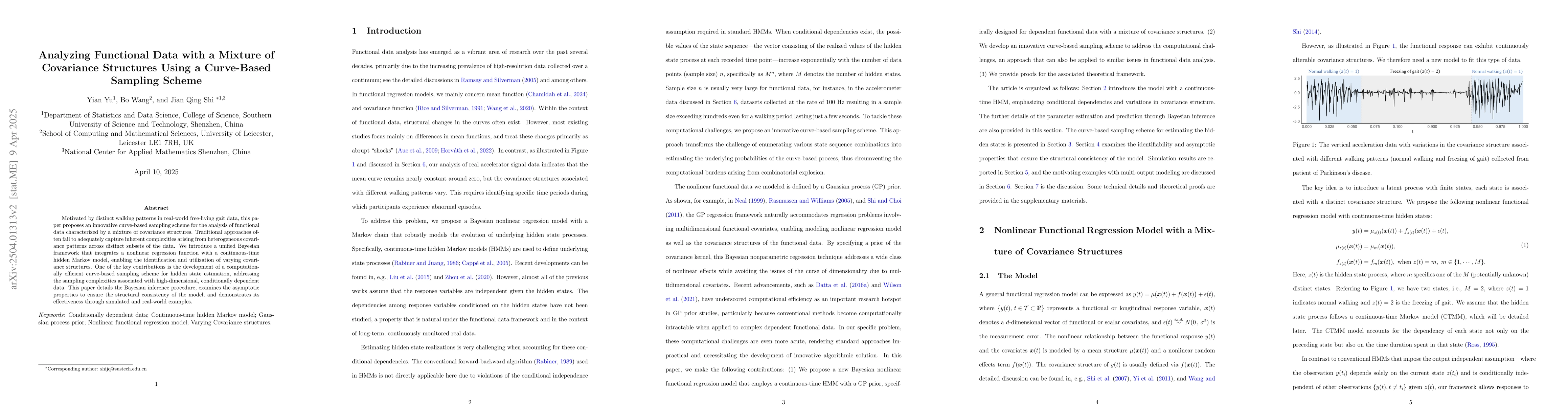 Thumbnail for Analyzing Functional Data with a Mixture of Covariance Structures Using
  a Curve-Based Sampling Scheme