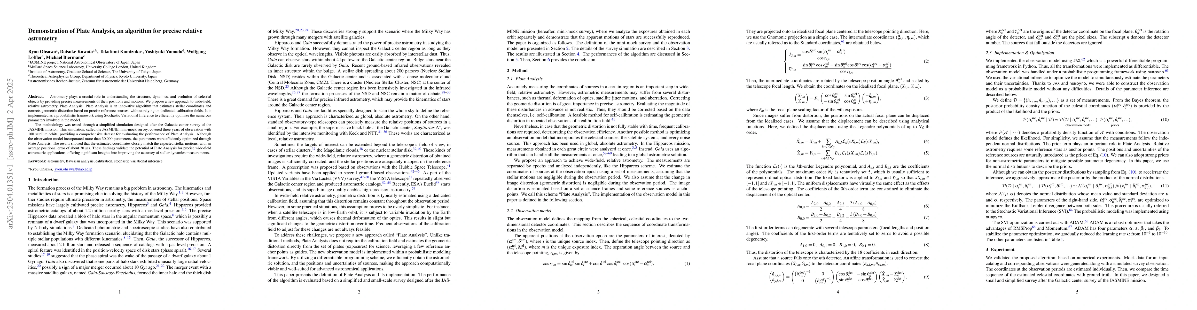 Thumbnail for Demonstration of Plate Analysis, an algorithm for precise relative
  astrometry
