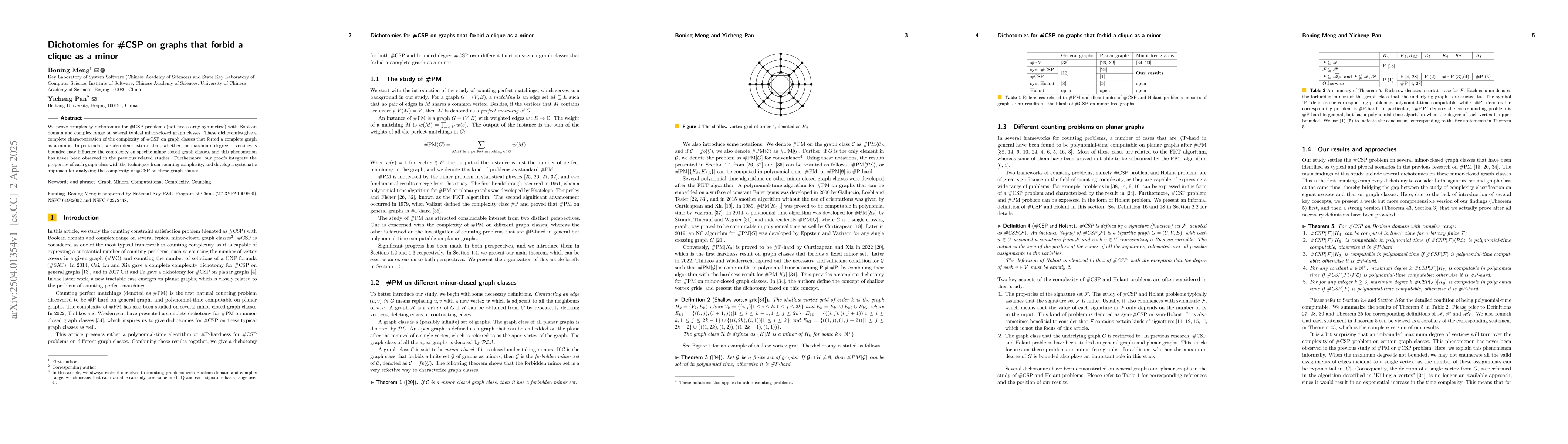 Thumbnail for Dichotomies for \#CSP on graphs that forbid a clique as a minor