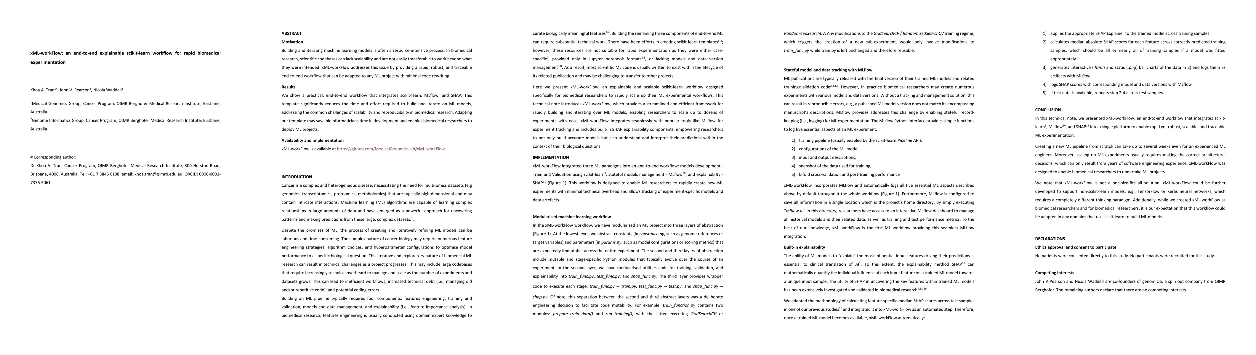 Thumbnail for xML-workFlow: an end-to-end explainable scikit-learn workflow for rapid
  biomedical experimentation
