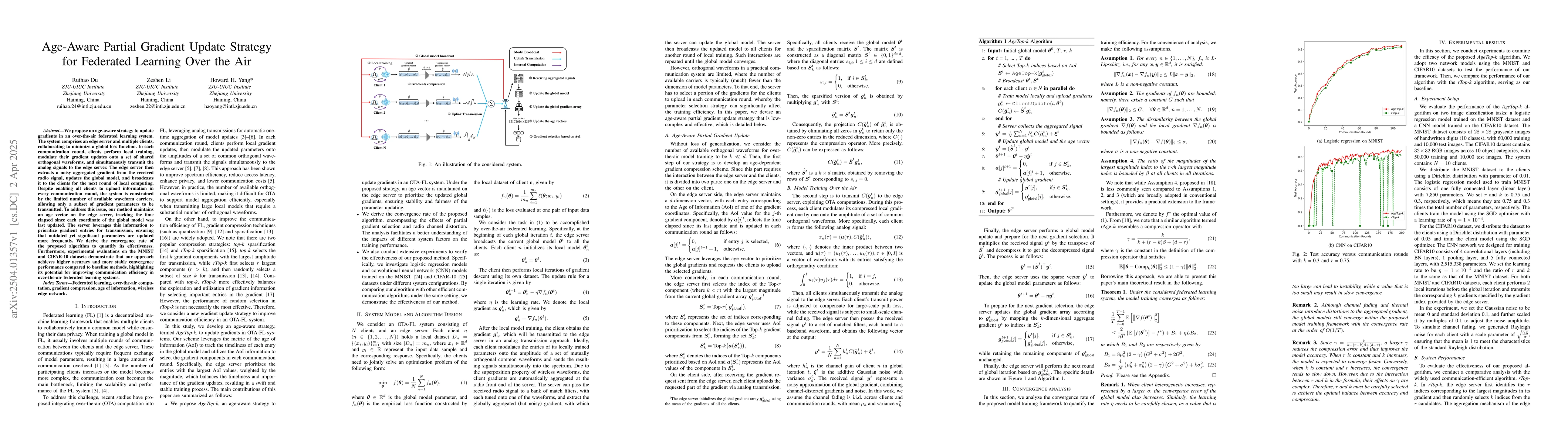 Thumbnail for Age-Aware Partial Gradient Update Strategy for Federated Learning Over
  the Air