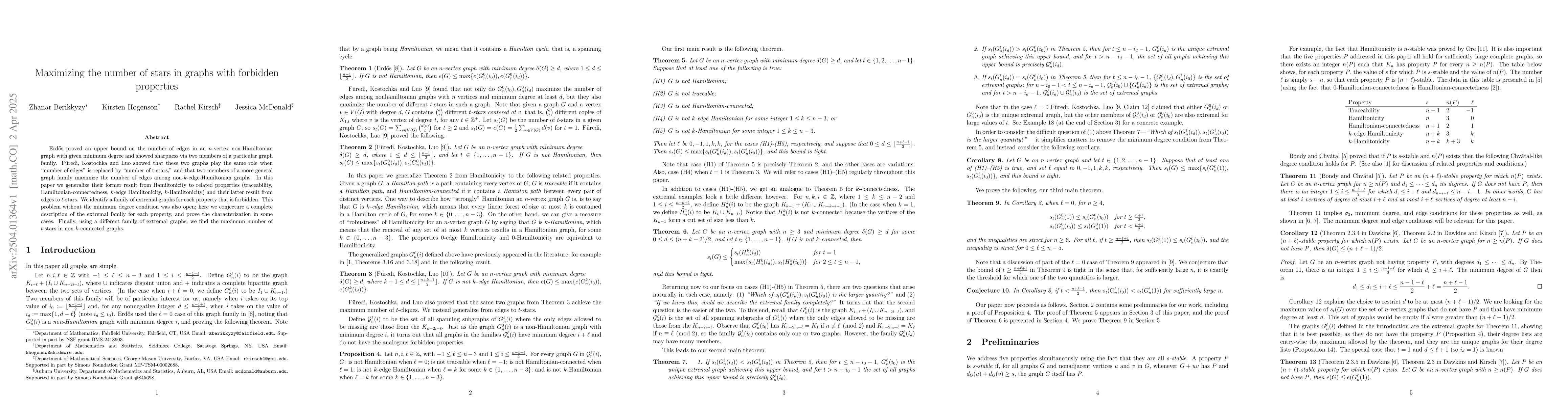 Thumbnail for Maximizing the number of stars in graphs with forbidden properties