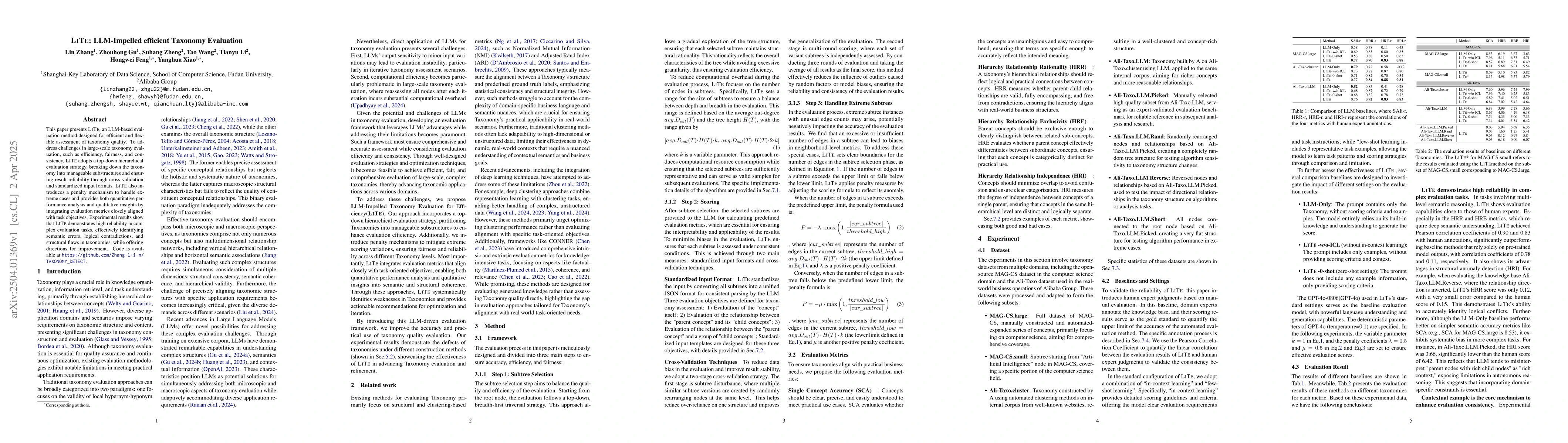 Thumbnail for LITE: LLM-Impelled efficient Taxonomy Evaluation