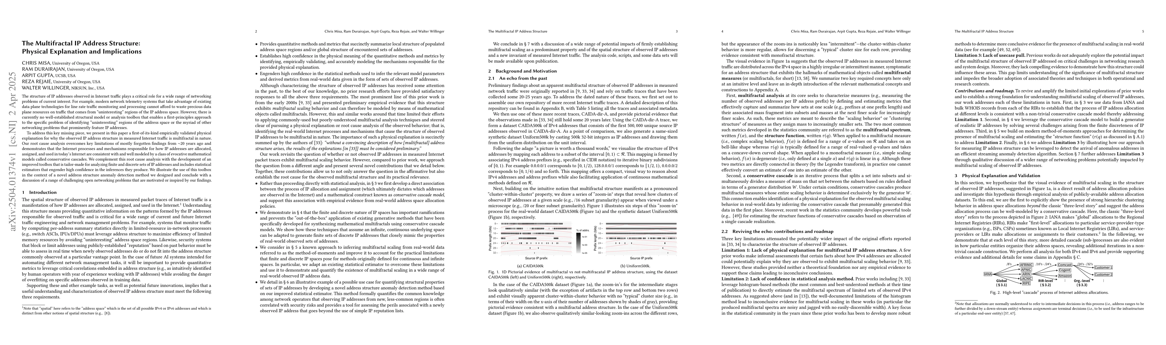 Thumbnail for The Multifractal IP Address Structure: Physical Explanation and
  Implications