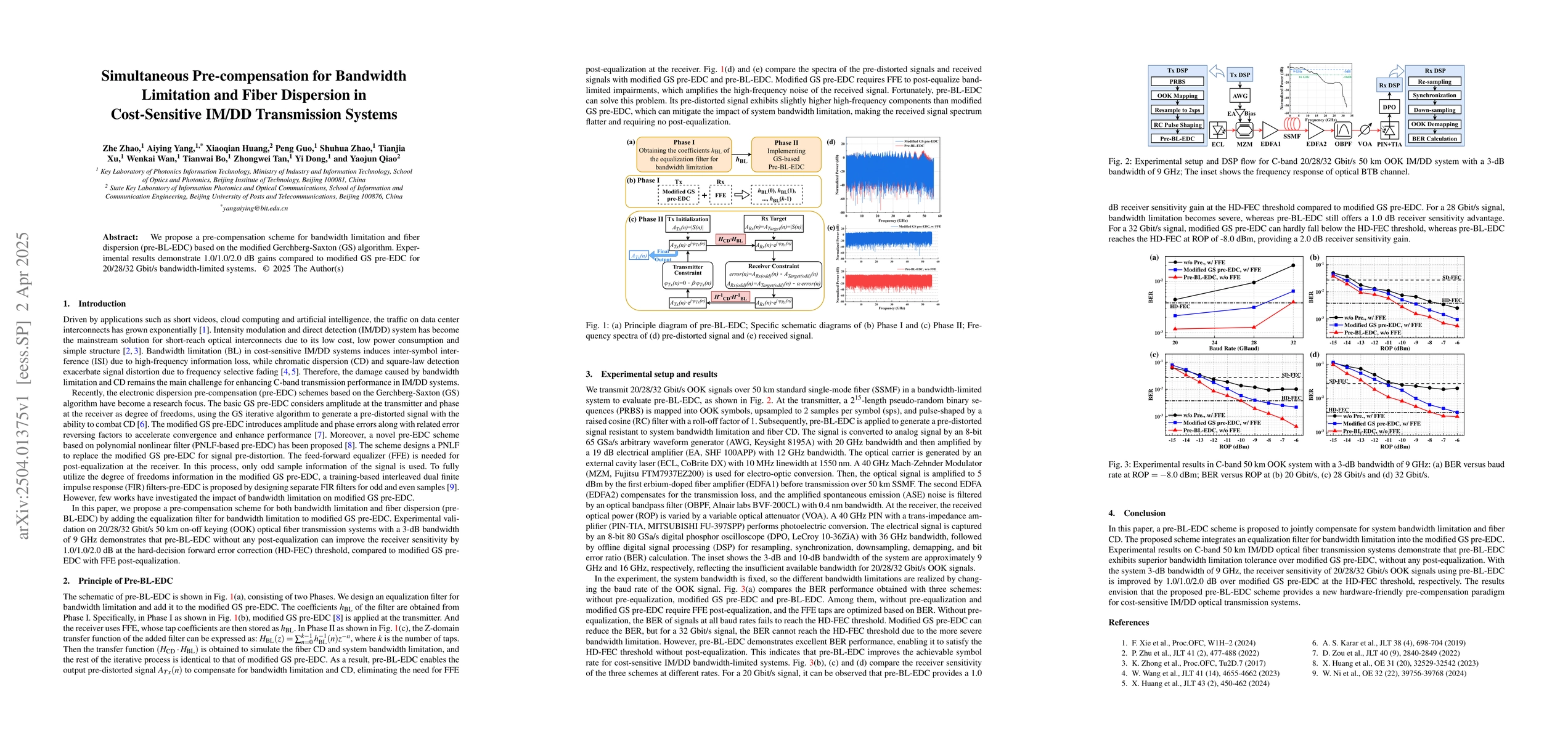 Thumbnail for Simultaneous Pre-compensation for Bandwidth Limitation and Fiber
  Dispersion in Cost-Sensitive IM/DD Transmission Systems