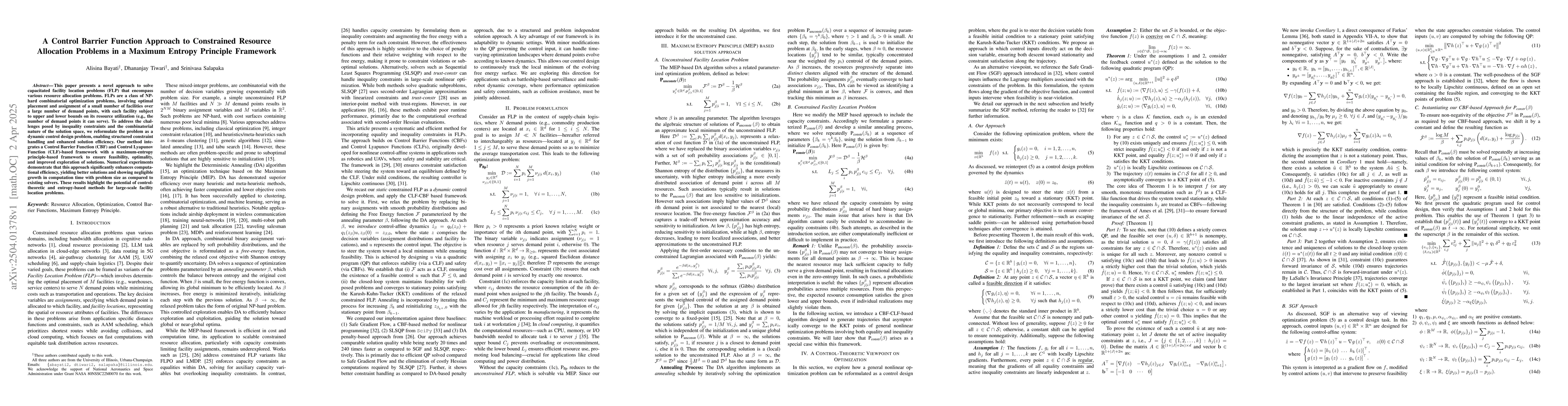 Thumbnail for A Control Barrier Function Approach to Constrained Resource Allocation
  Problems in a Maximum Entropy Principle Framework