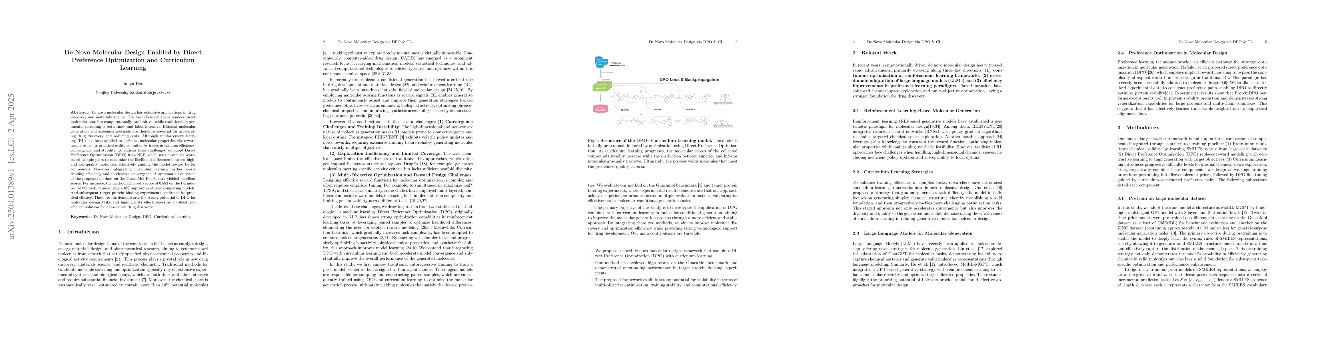 Thumbnail for De Novo Molecular Design Enabled by Direct Preference Optimization and
  Curriculum Learning