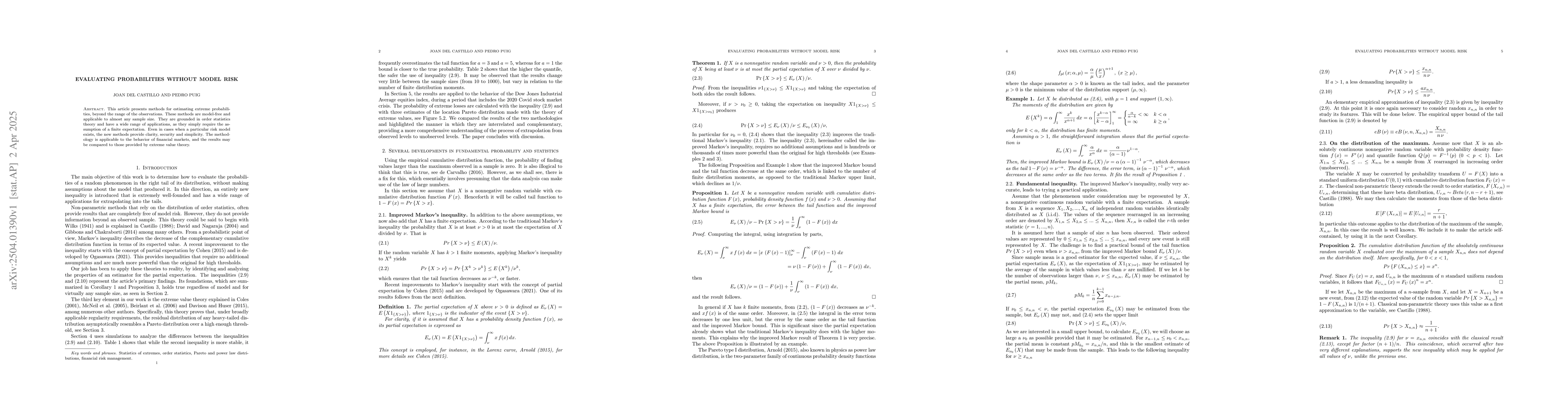 Thumbnail for Evaluating probabilities without model risk