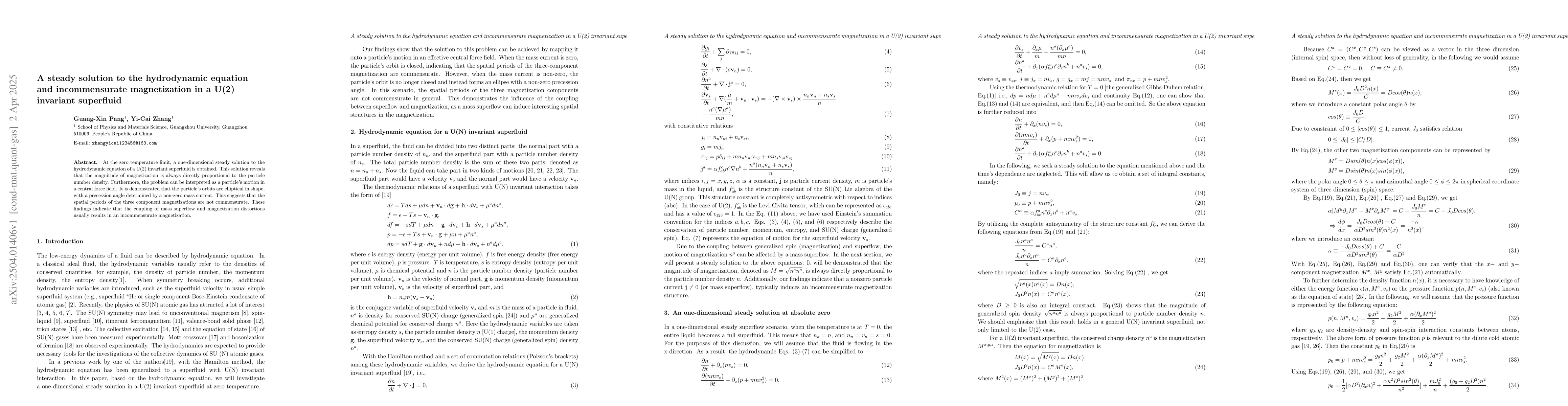 Thumbnail for A steady solution to the hydrodynamic equation and incommensurate
  magnetization in a U(2) invariant superfluid