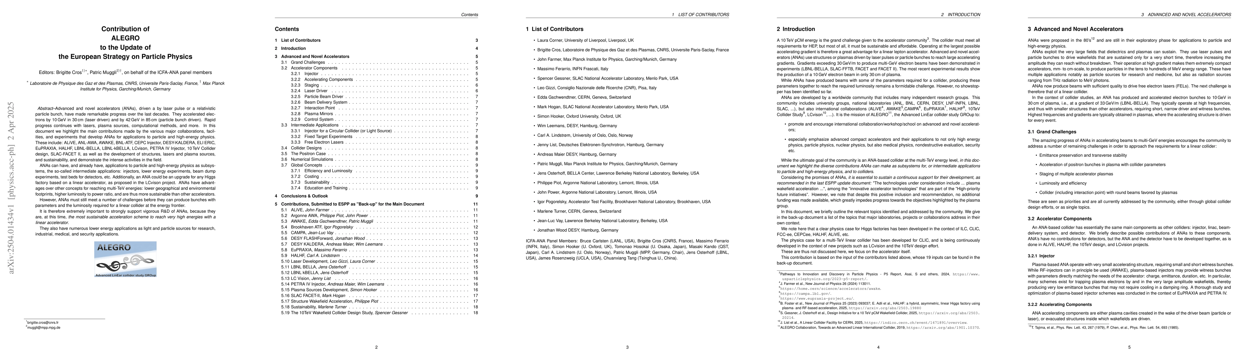 Thumbnail for Contribution of ALEGRO to the Update of the European Strategy on
  Particle Physics