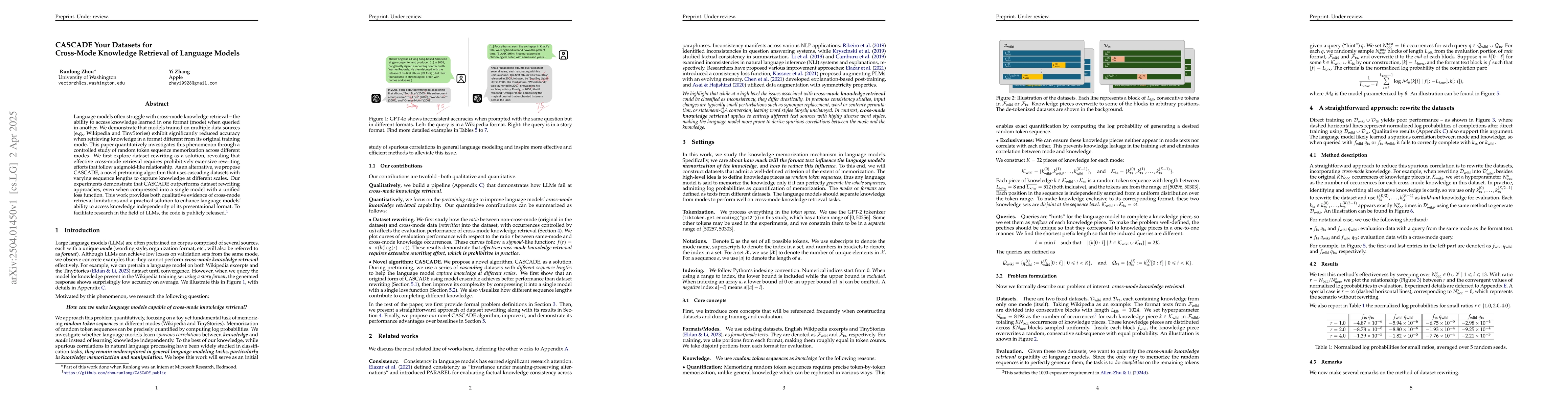 Thumbnail for CASCADE Your Datasets for Cross-Mode Knowledge Retrieval of Language
  Models