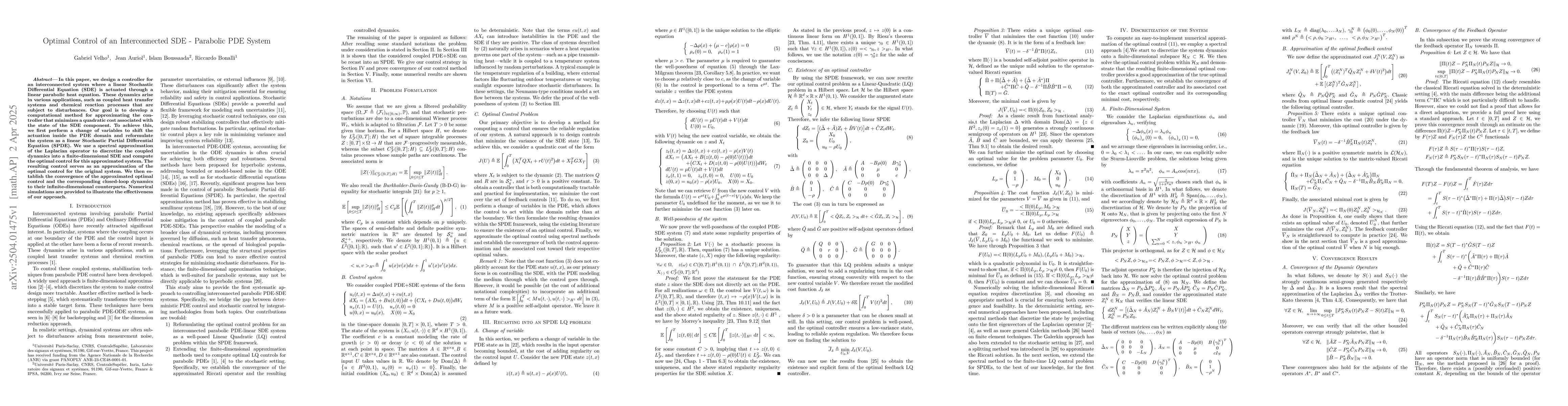 Thumbnail for Optimal Control of an Interconnected SDE -Parabolic PDE System