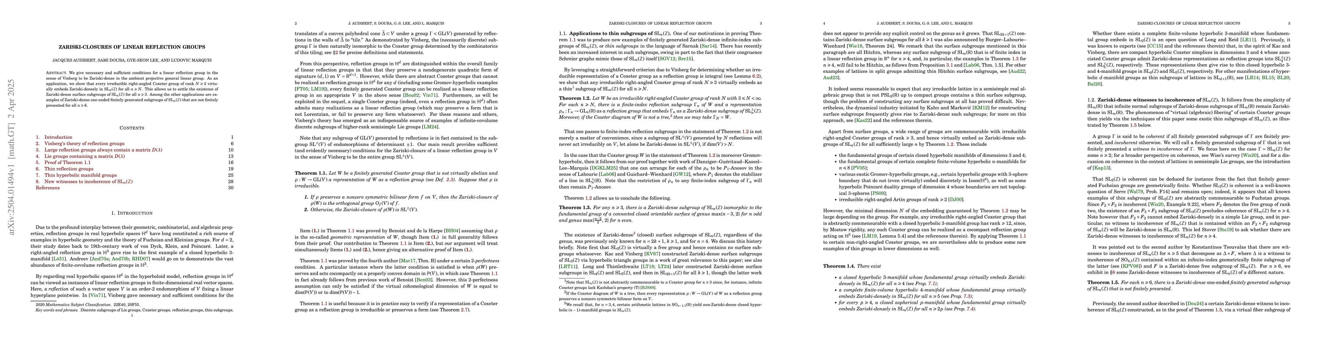 Thumbnail for Zariski-Closures of Linear Reflection Groups