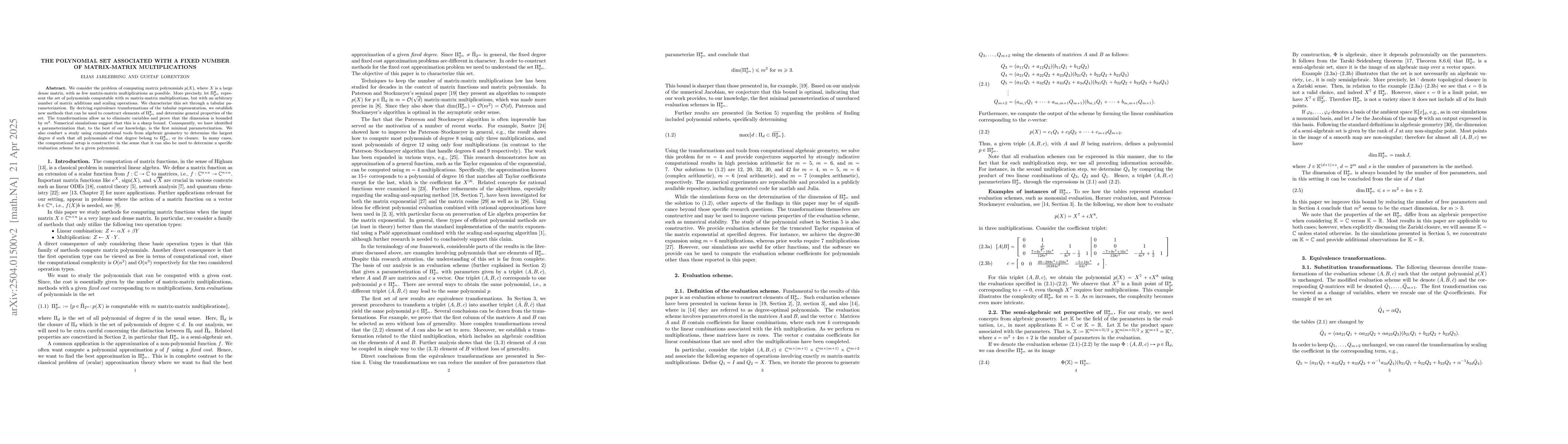Thumbnail for The Polynomial Set Associated with a Fixed Number of Matrix-Matrix
  Multiplications