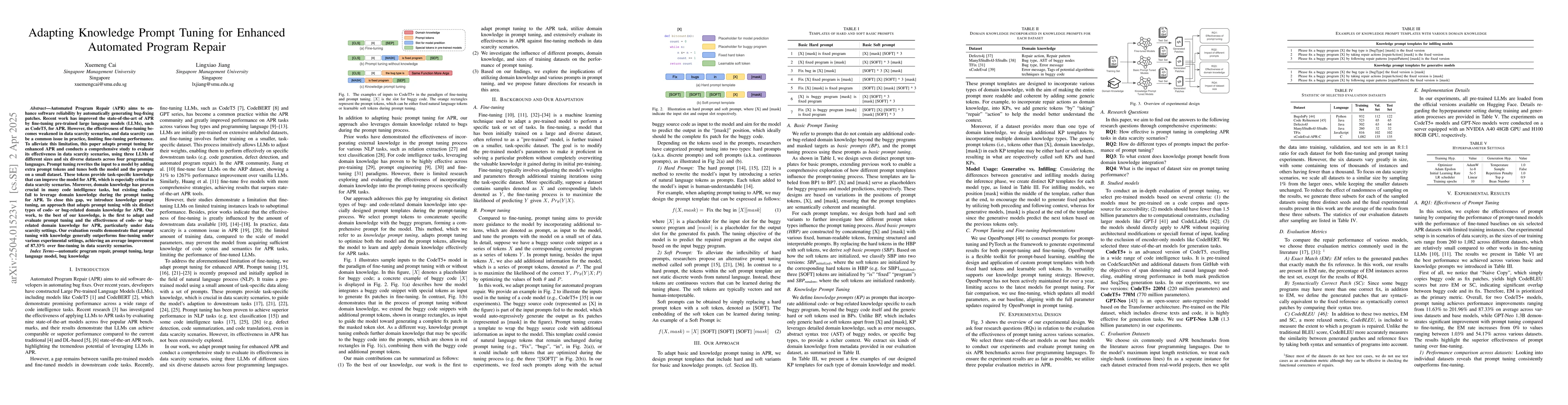 Thumbnail for Adapting Knowledge Prompt Tuning for Enhanced Automated Program Repair