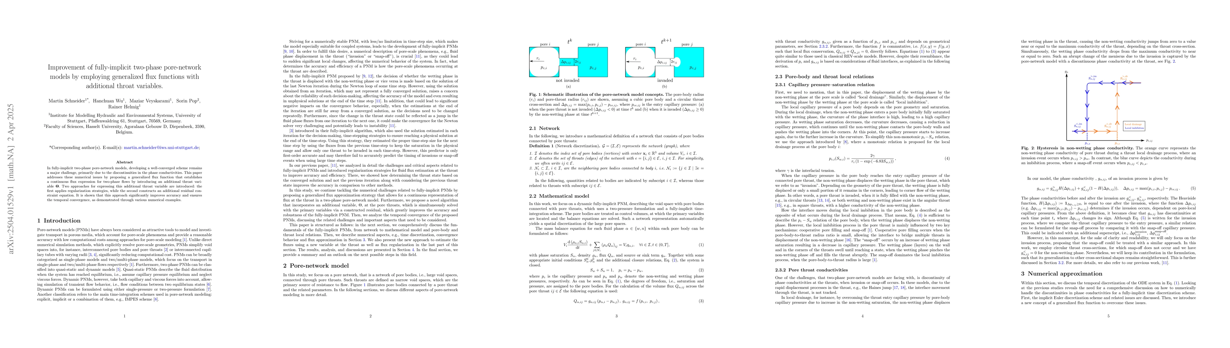 Thumbnail for Improvement of fully-implicit two-phase pore-network models by employing
  generalized flux functions with additional throat variables