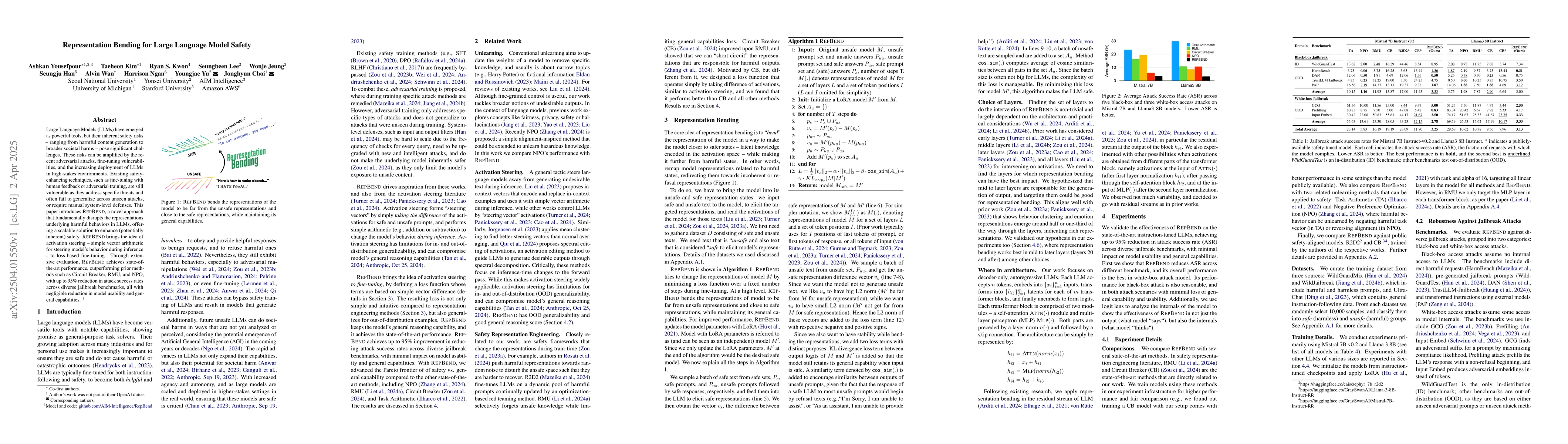 Thumbnail for Representation Bending for Large Language Model Safety
