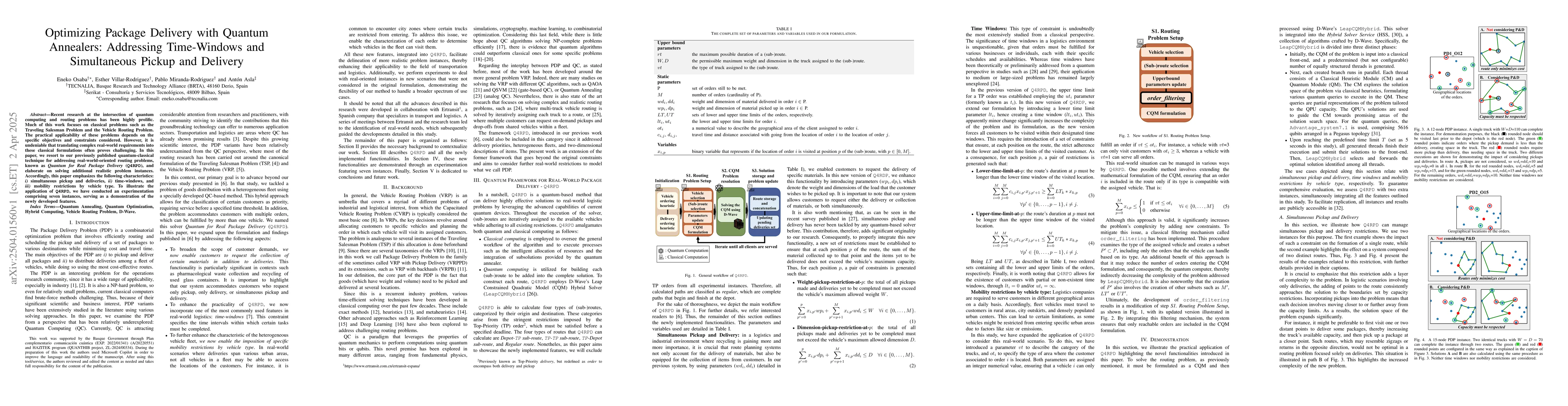 Thumbnail for Optimizing Package Delivery with Quantum Annealers: Addressing
  Time-Windows and Simultaneous Pickup and Delivery