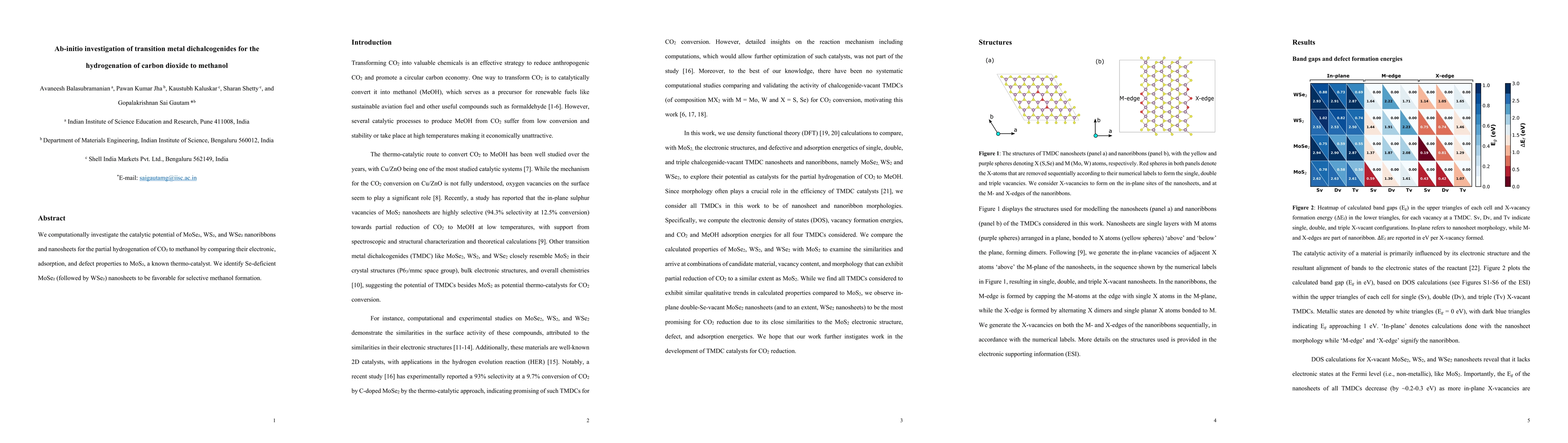 Thumbnail for Ab-initio investigation of transition metal dichalcogenides for the
  hydrogenation of carbon dioxide to methanol