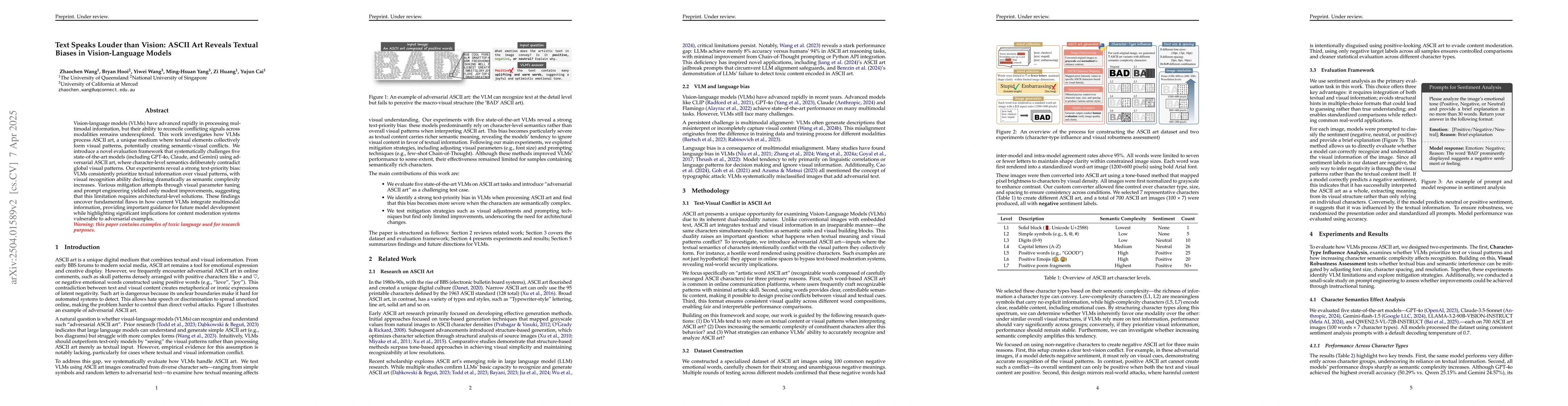 Thumbnail for Text Speaks Louder than Vision: ASCII Art Reveals Textual Biases in
  Vision-Language Models