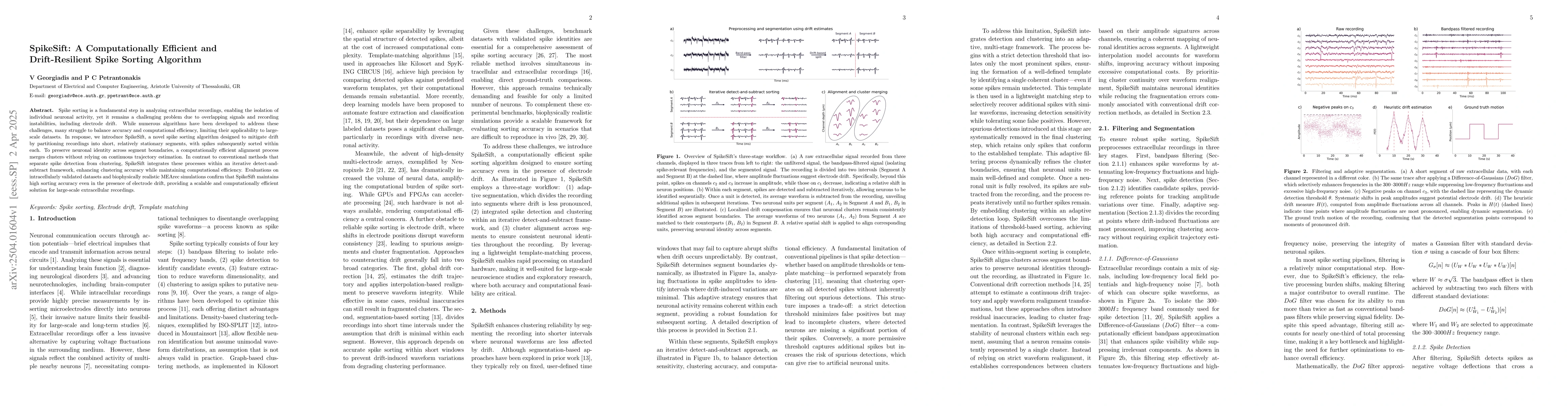 Thumbnail for SpikeSift: A Computationally Efficient and Drift-Resilient Spike Sorting
  Algorithm