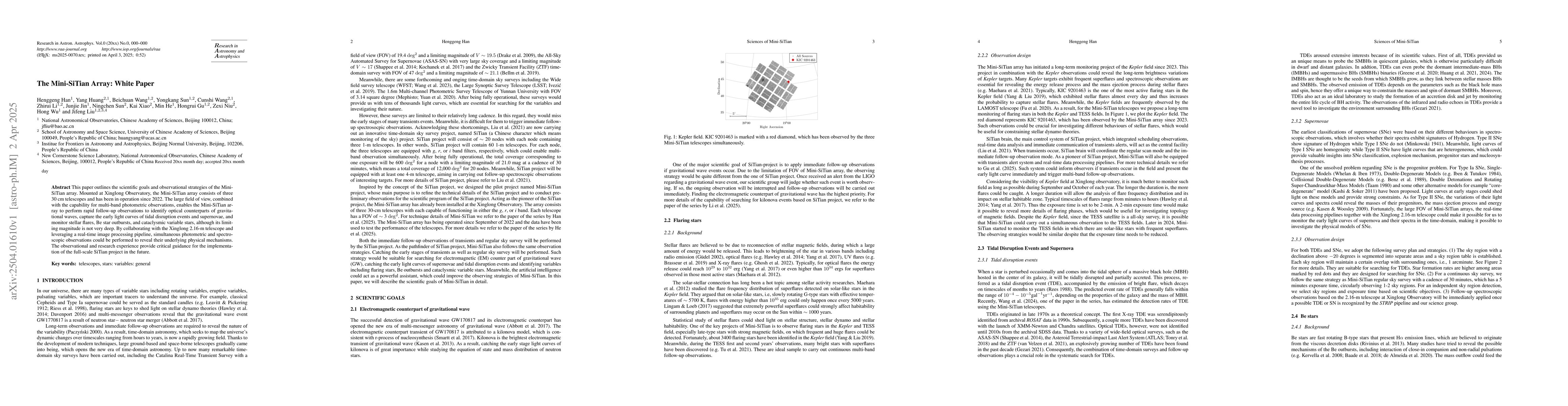Thumbnail for The Mini-SiTian Array: White Paper