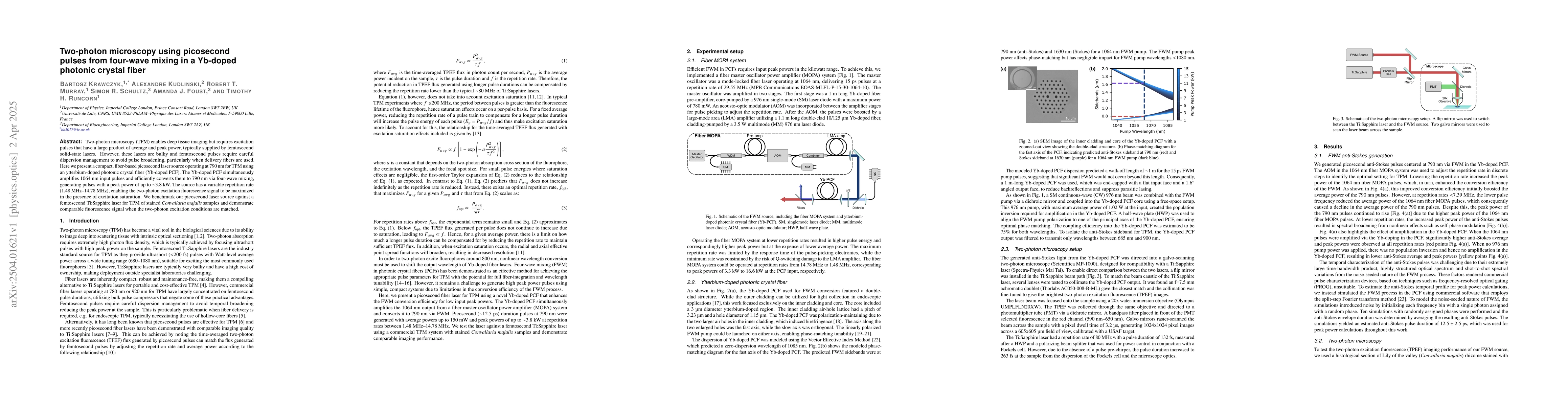 Thumbnail for Two-photon microscopy using picosecond pulses from four-wave mixing in a
  Yb-doped photonic crystal fiber