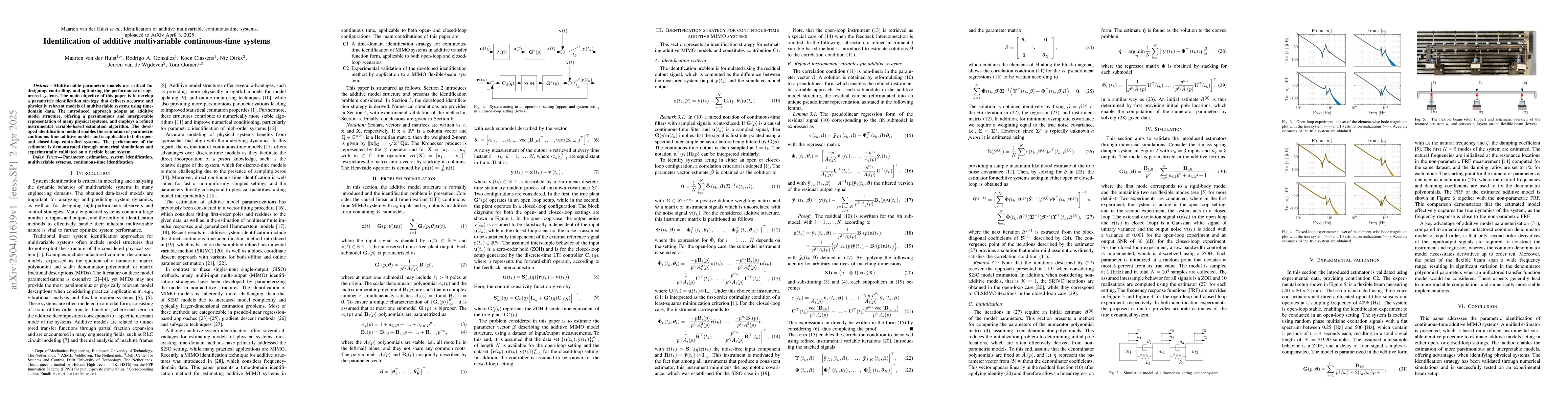 Thumbnail for Identification of additive multivariable continuous-time systems
