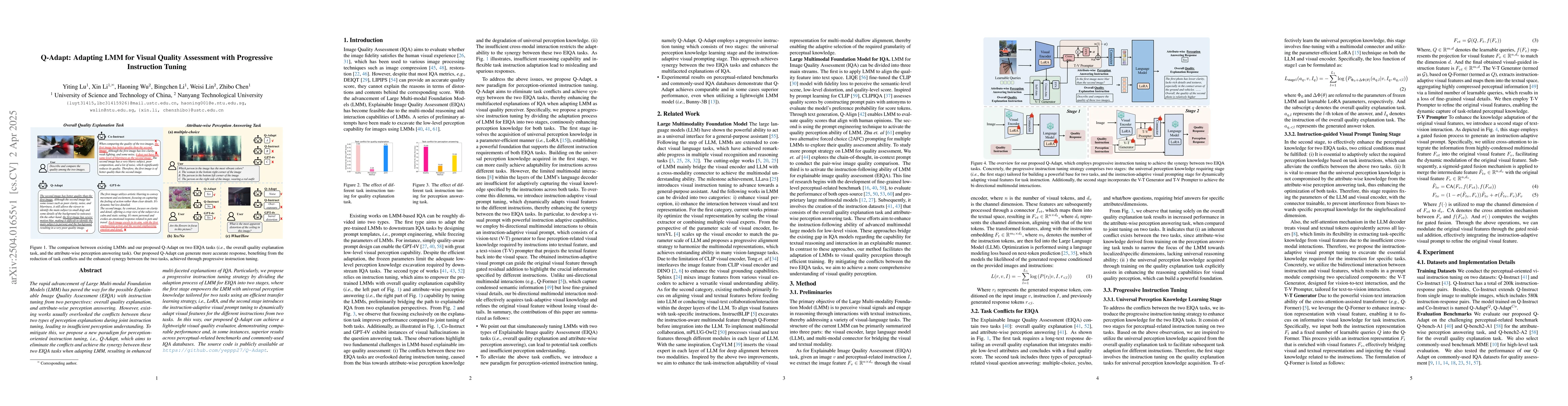 Thumbnail for Q-Adapt: Adapting LMM for Visual Quality Assessment with Progressive
  Instruction Tuning