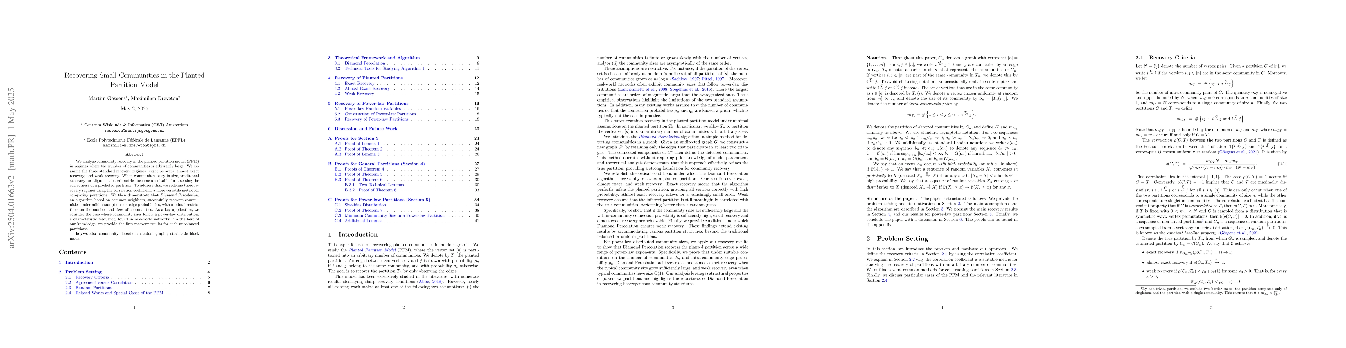 Thumbnail for Recovering Small Communities in the Planted Partition Model